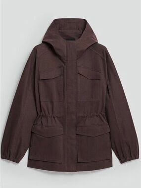 New Theory Hooded Utility Jacket in Deep Brown